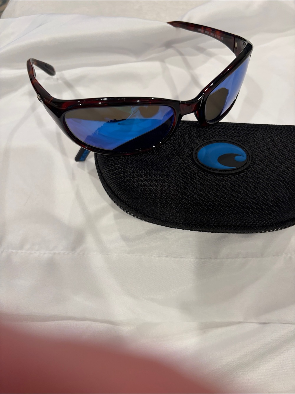 Costa Tortoise Frame Sunglasses with Blue Mirror Lenses